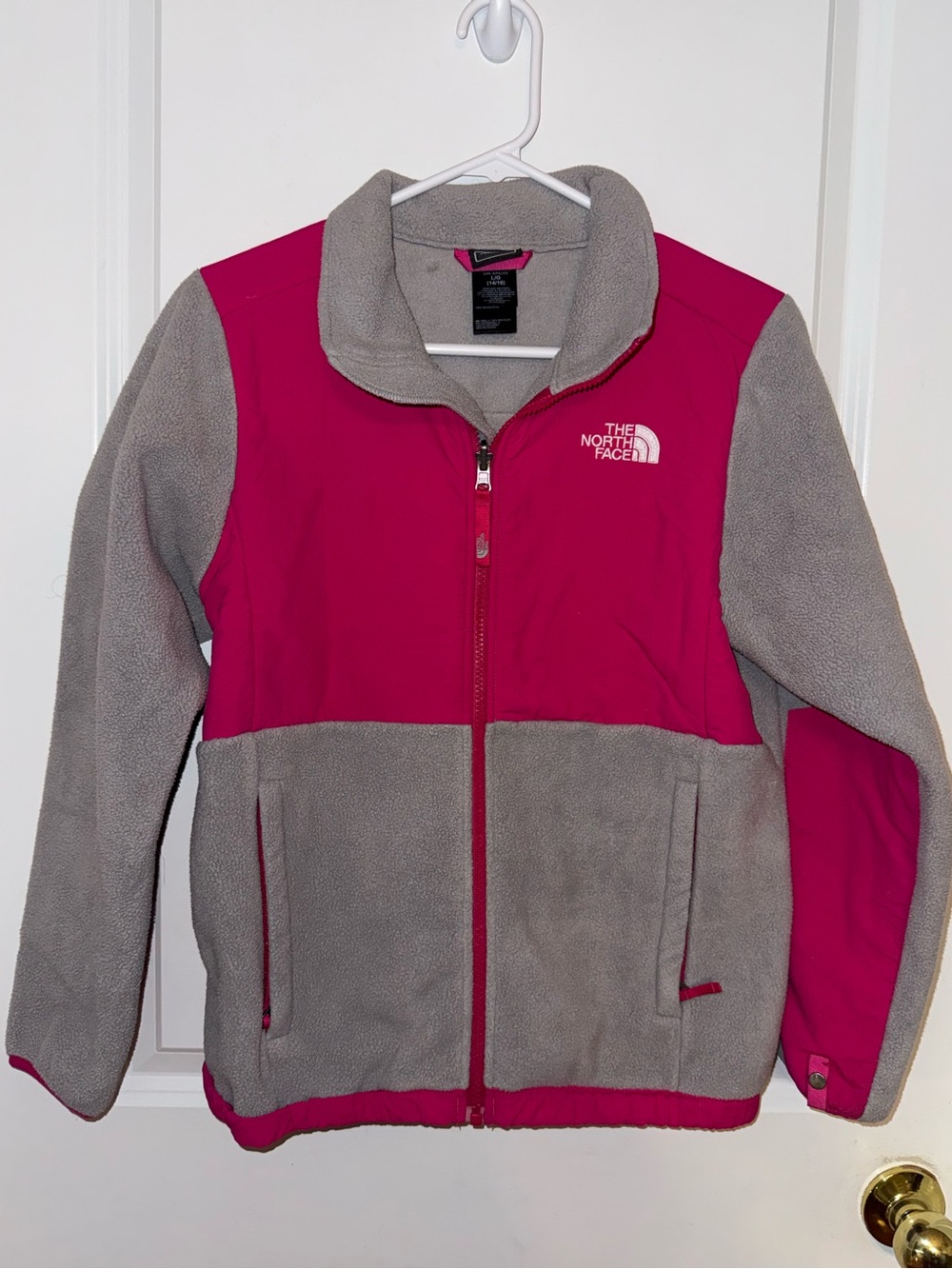 The North Face Pink & Gray Fleece Jacket Girls Size 14/16